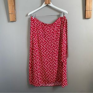 New Look Wrap Midi Skirt in Red Floral Print